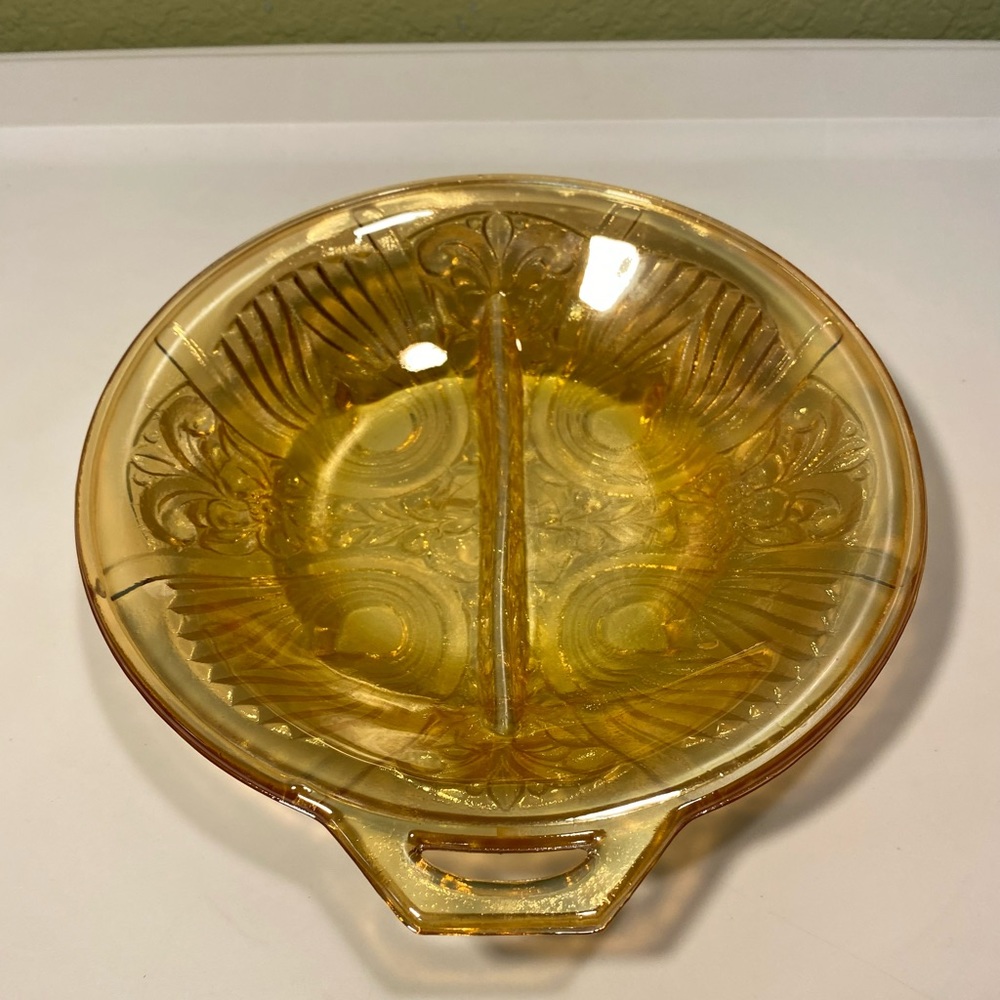 Vintage Indiana Glass Iridescent Relish Dish - Picture 3 of 9